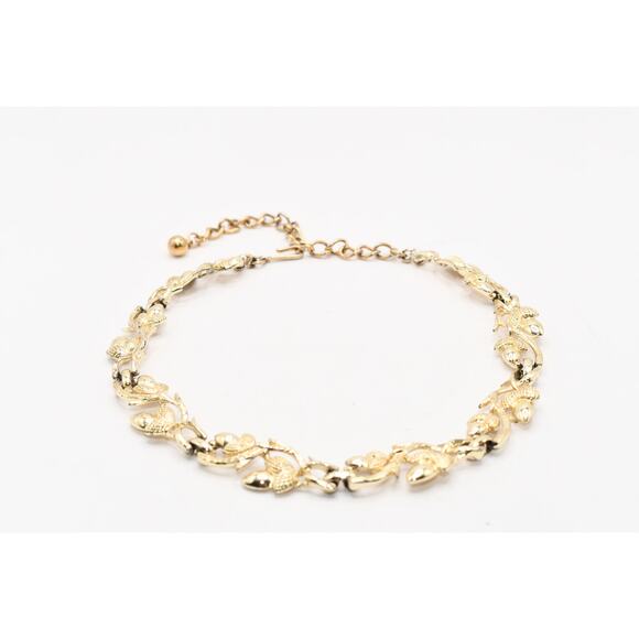 Vintage Coro Acorn Choker Necklace Gold Tone 1950s Signed 16  Vintage Coro Acorn Choker Necklace Gold Tone 1950s Signed 16”